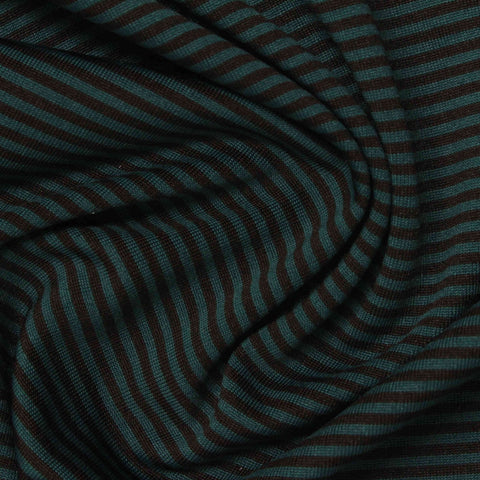 Dark Green Horizontal-Stripe Jersey Knit, Polyester, 159 gsm