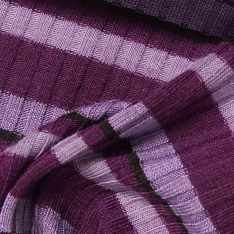 Purple Horizontal-Stripe Rib Knit, Poly-Viscose