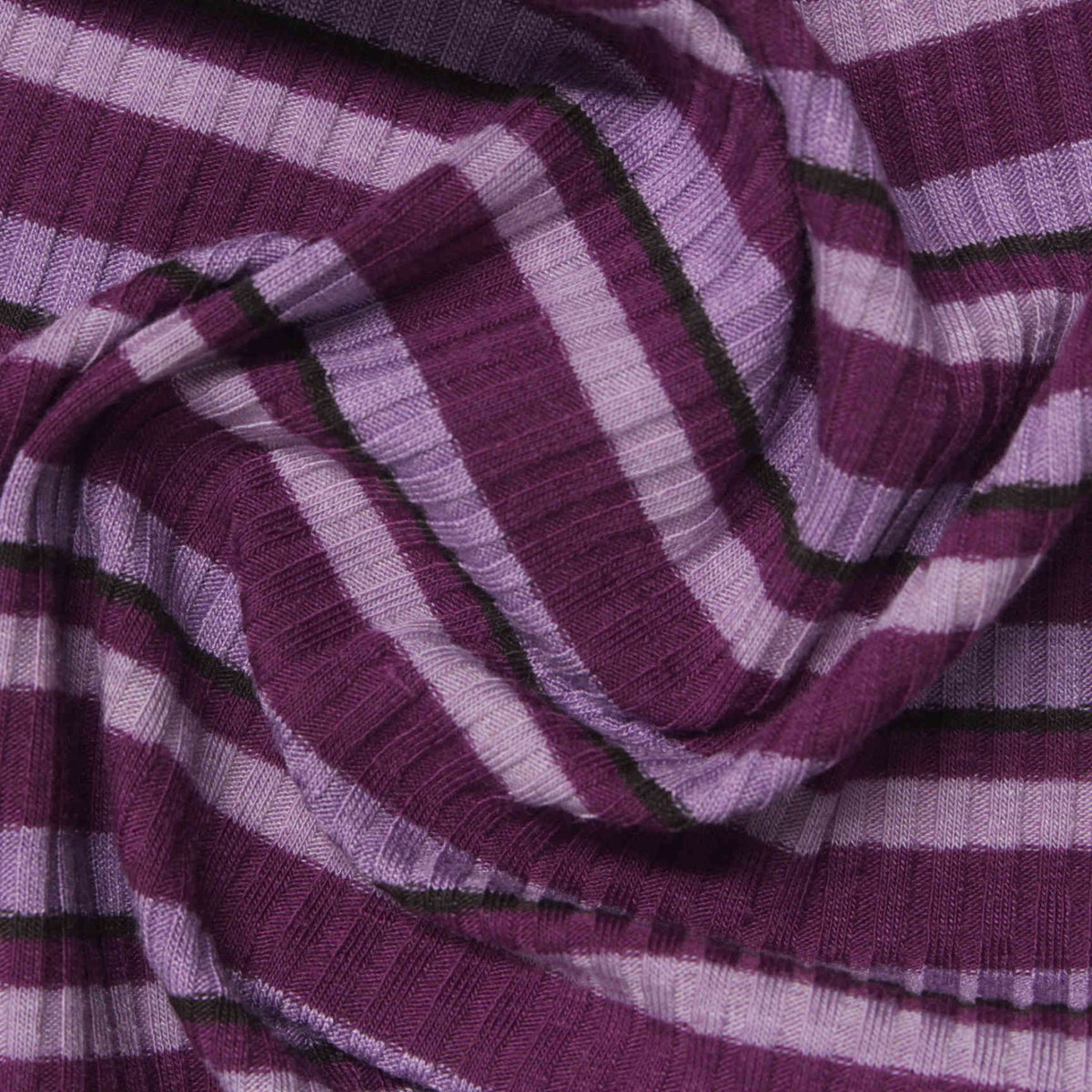 Purple Horizontal-Stripe Rib Knit, Poly-Viscose