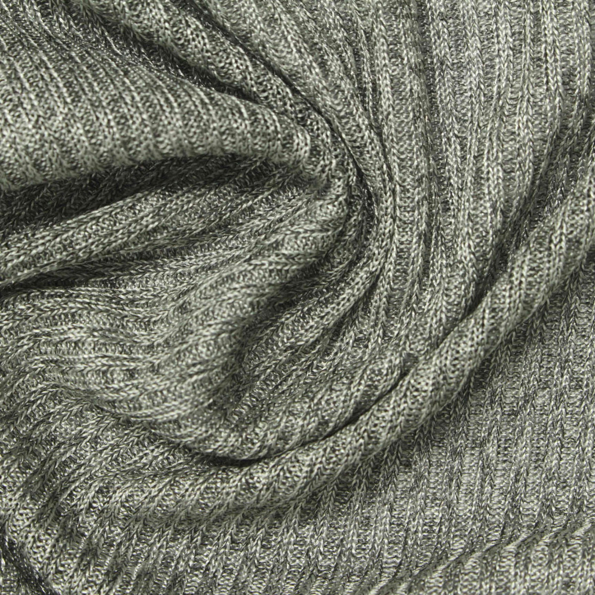 Grey Marl Rib Knit, Polyester, 110 gsm