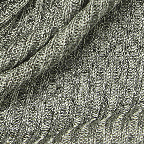 Grey Marl Rib Knit, Polyester, 110 gsm