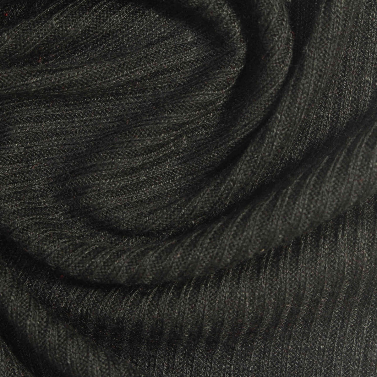 Dark Grey Marl Rib Knit, Viscose-Poly, 240 gsm