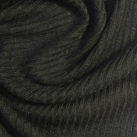 Dark Grey Marl Rib Knit, Viscose-Poly, 240 gsm