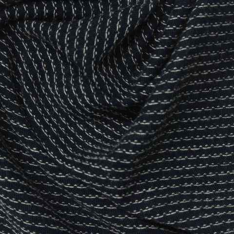 White Horizontal-Stripe Jersey Knit, Cotton, 140 gsm