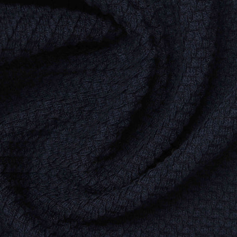 Jacquard Cotton Polyester Knit Fabric, 235 gsm, 155 cm — Navy