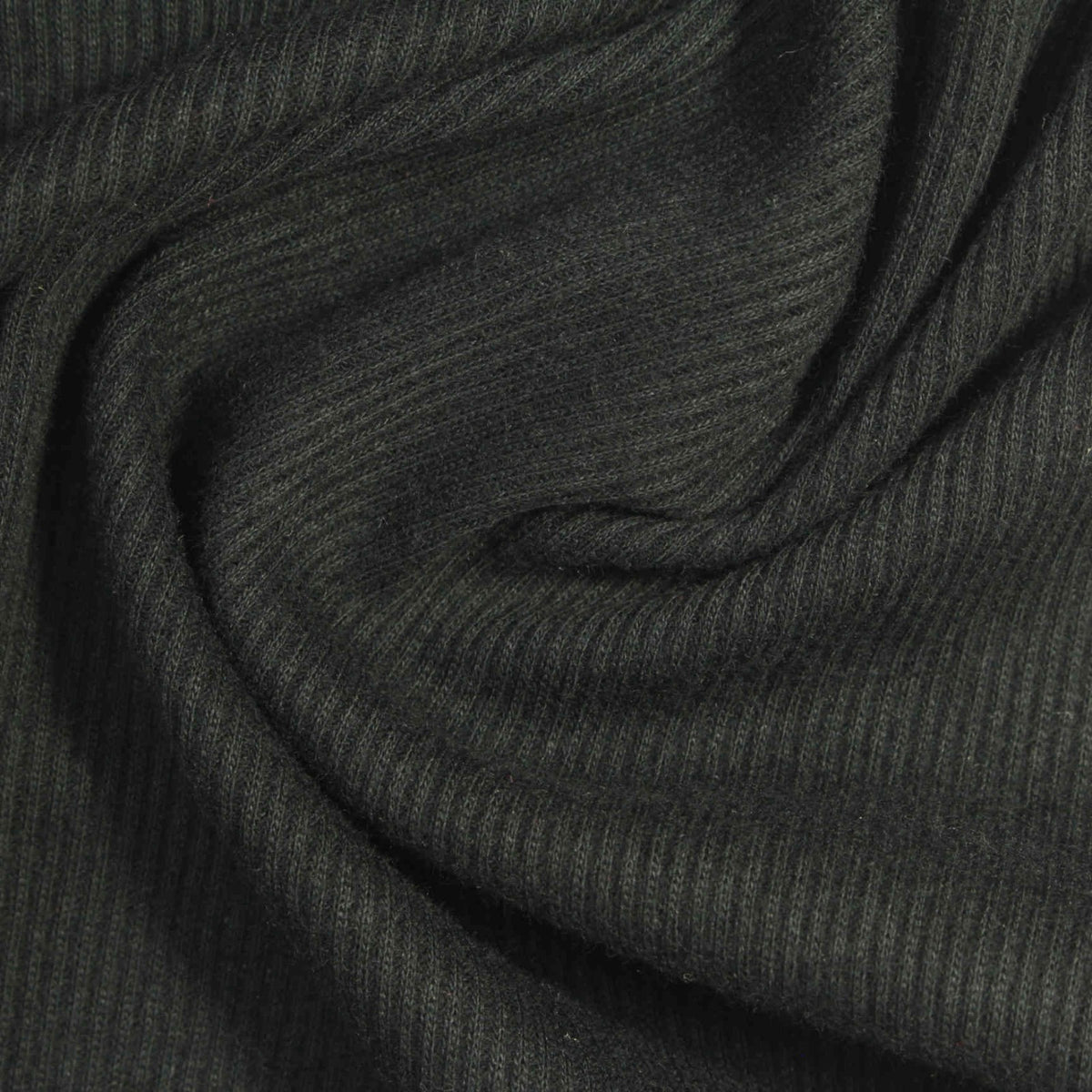 100% Cotton Rib Knit Fabric, 140 gsm, 112 cm — Black