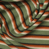 Green Horizontal-Stripe Rib Knit, Polyester