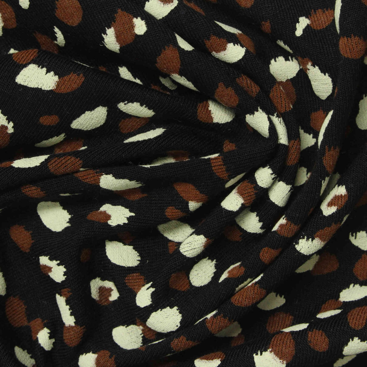 Black Animal Print Jersey Knit, Viscose, 220 gsm