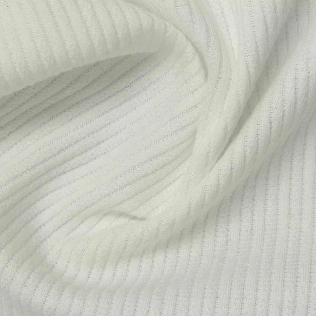 Polyester Cotton Rib Knit Fabric, 190 gsm, 150 cm — White