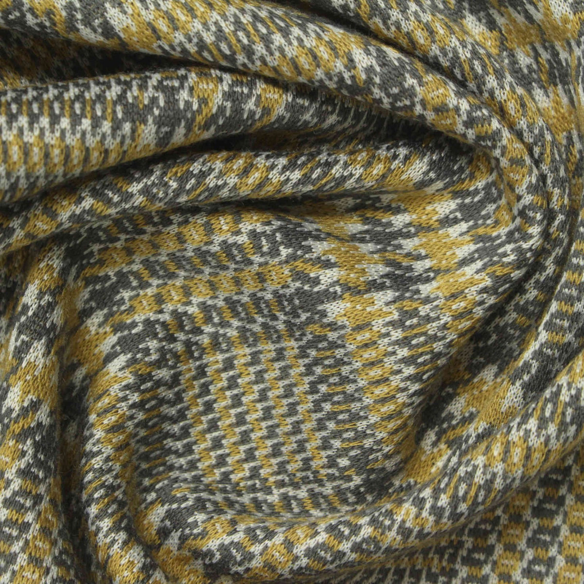 Yellow Check Jacquard, Poly-Viscose