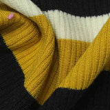 Black Horizontal-Stripe Rib Knit, Poly-Viscose — texture