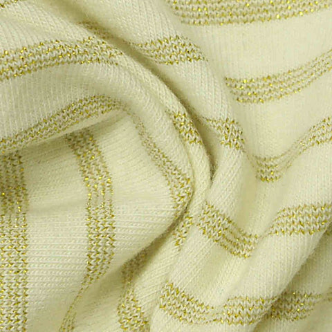 Gold Horizontal-Stripe Jersey Knit, Cotton