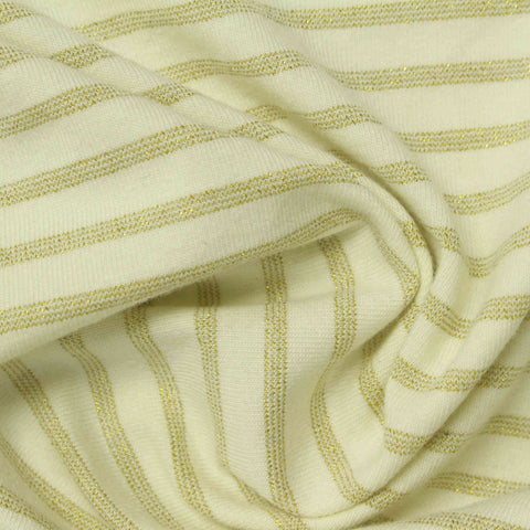 Gold Horizontal-Stripe Jersey Knit, Cotton