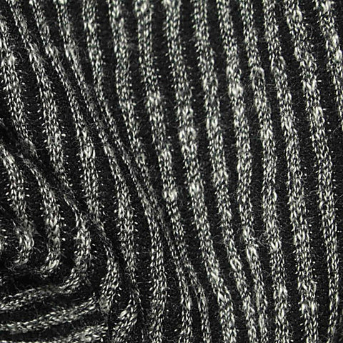 Black Vertical-Stripe Rib Knit, Poly-Viscose, 150 gsm