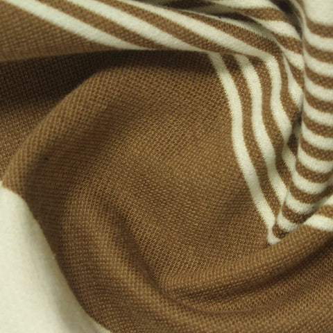 Brown Horizontal-Stripe Knit, Cotton-Poly