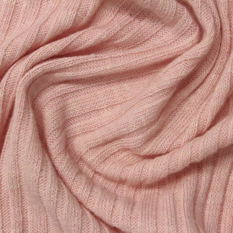 Cotton Polyester Blend Stretch Rib Knit Fabric, 220 gsm, 155 cm — Pink