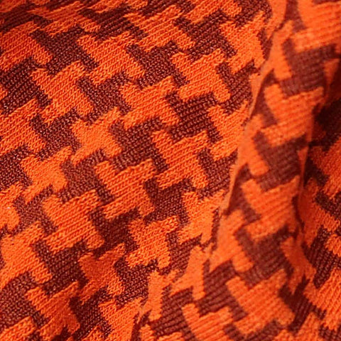 Orange Geometric-Houndstooth Knit, Poly-Tencel Lyocell