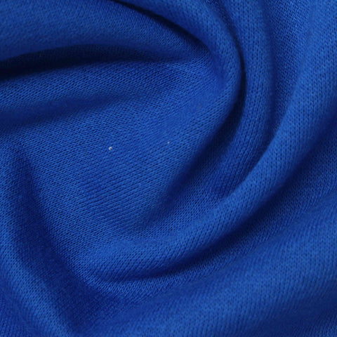 Brushed Polyester Cotton French Terry Fabric, 238 gsm, 180 cm — Blue