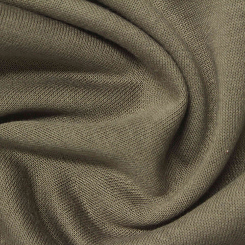 Brushed Cotton Polyester French Terry Fabric, 238 gsm, 182 cm — Khaki