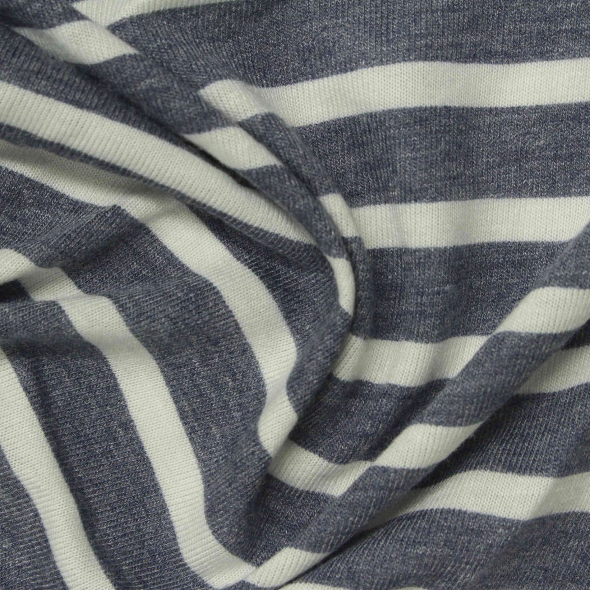 Blue Horizontal-Stripe Jersey Knit, Poly-Viscose, 169 gsm