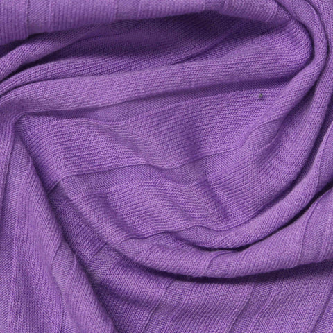 Polyester Viscose Stretch Rib Knit Fabric, 180 gsm, 152 cm — Purple