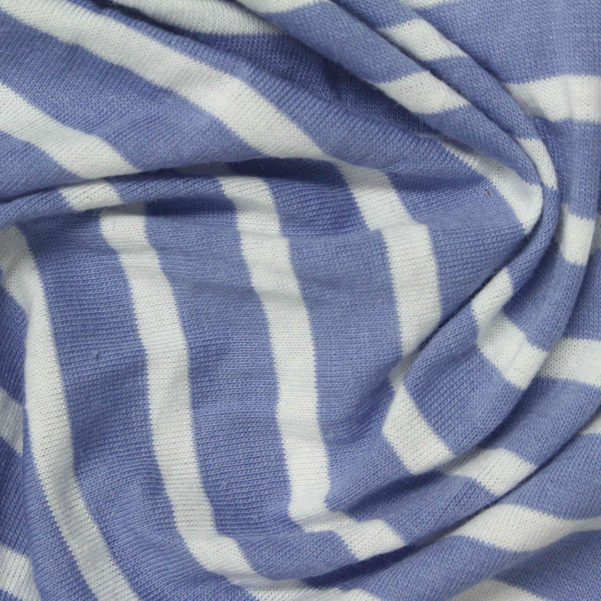 Blue Horizontal-Stripe Jersey Knit, Cotton, 132 gsm