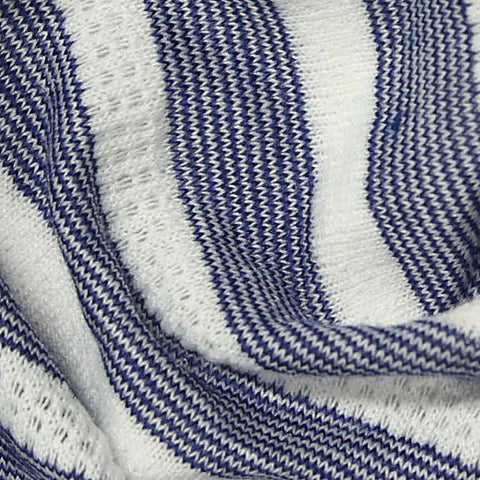 Navy Horizontal-Stripe Jersey Knit, Viscose-Poly, 156 gsm