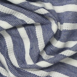 Navy Horizontal-Stripe Jersey Knit, Viscose-Poly