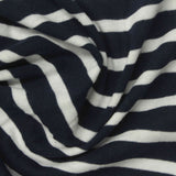 Navy Horizontal-Stripe Jersey Knit, Cotton-Poly