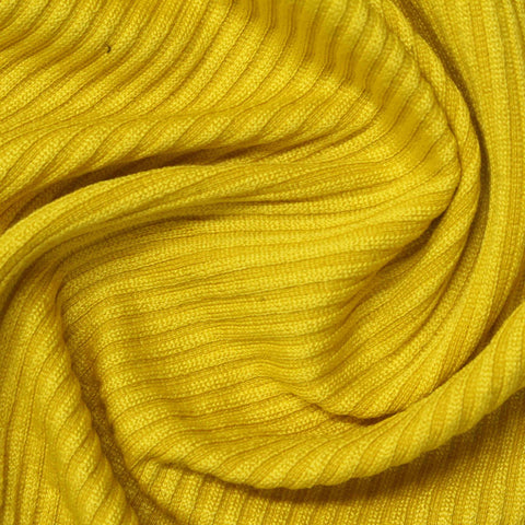 Polyester Stretch Rib Knit Fabric, 260 gsm, 144 cm — Yellow