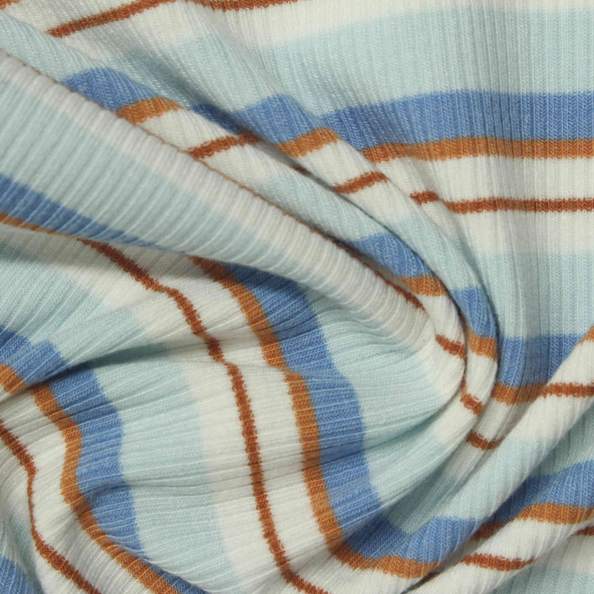 White Horizontal-Stripe Rib Knit, Poly-Viscose, 257 gsm