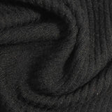 Brushed Polyester Stretch Rib Knit Fabric, 254 gsm, 157 cm — Black