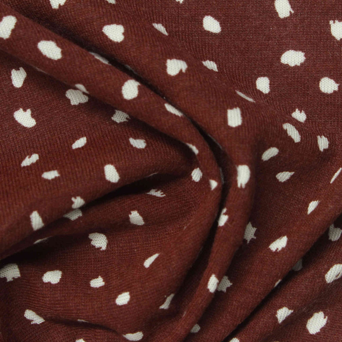 White Irregular-Dot Jersey Knit, Poly-Viscose