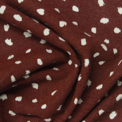 White Irregular-Dot Jersey Knit, Poly-Viscose
