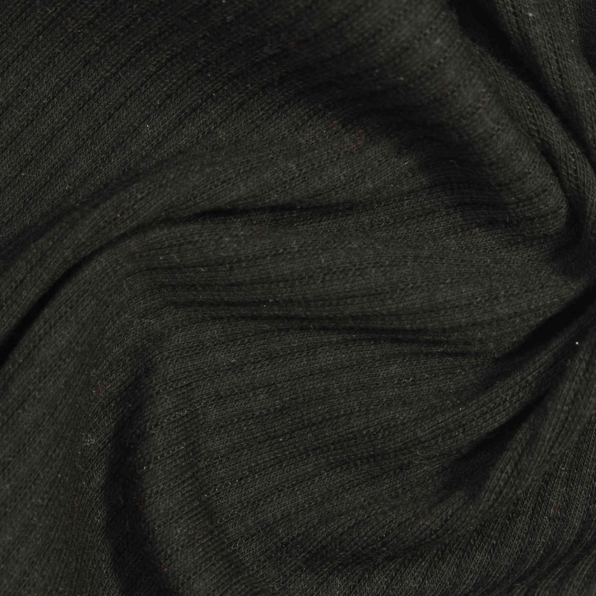 Cotton Stretch Rib Knit Fabric, 268 gsm, 129 cm — Black