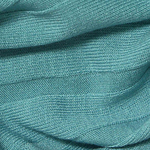 Polyester Viscose Stretch Rib Knit Fabric, 183 gsm, 155 cm — Blue