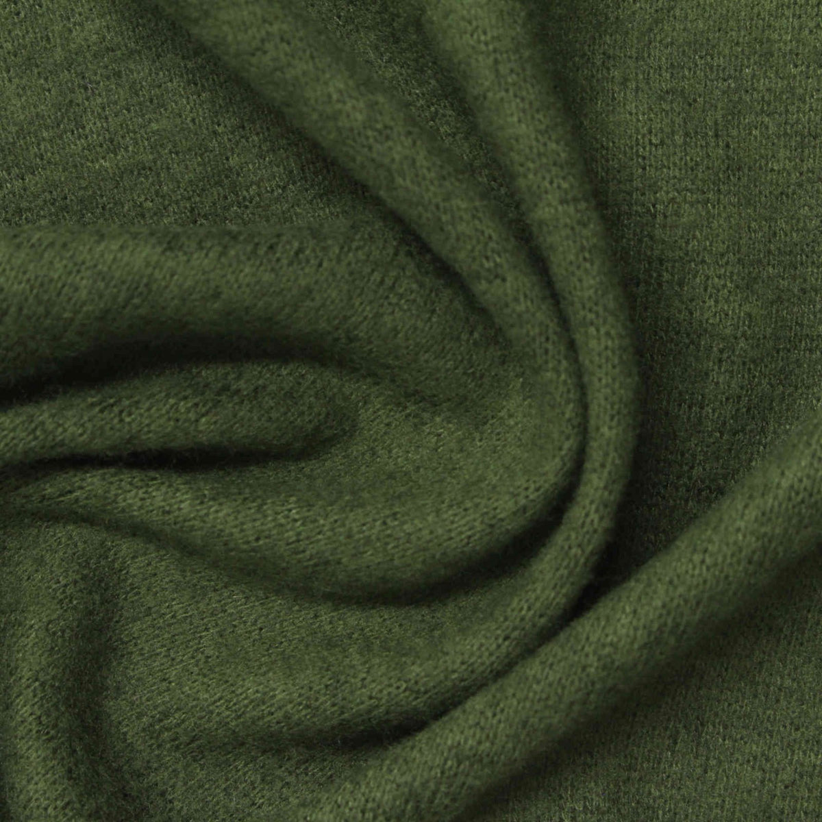 Brushed Polyester Viscose Stretch Chunky Knit Fabric, 220 gsm, 154 cm — Green