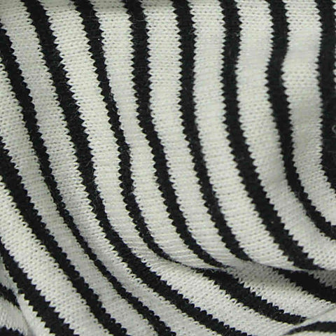 Black Horizontal-Stripe Jersey Knit, Cotton, 180 gsm