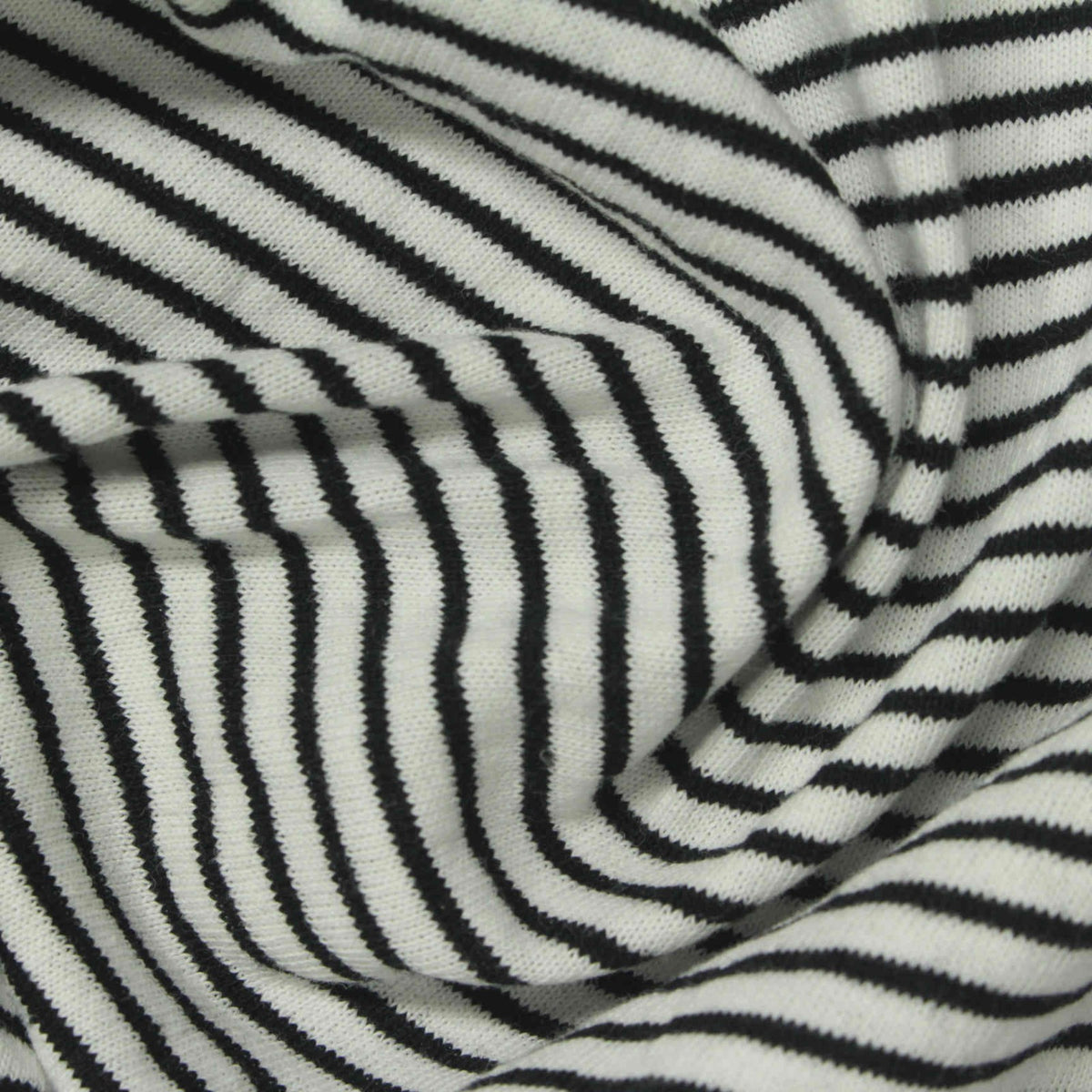Black Horizontal-Stripe Jersey Knit, Cotton, 180 gsm