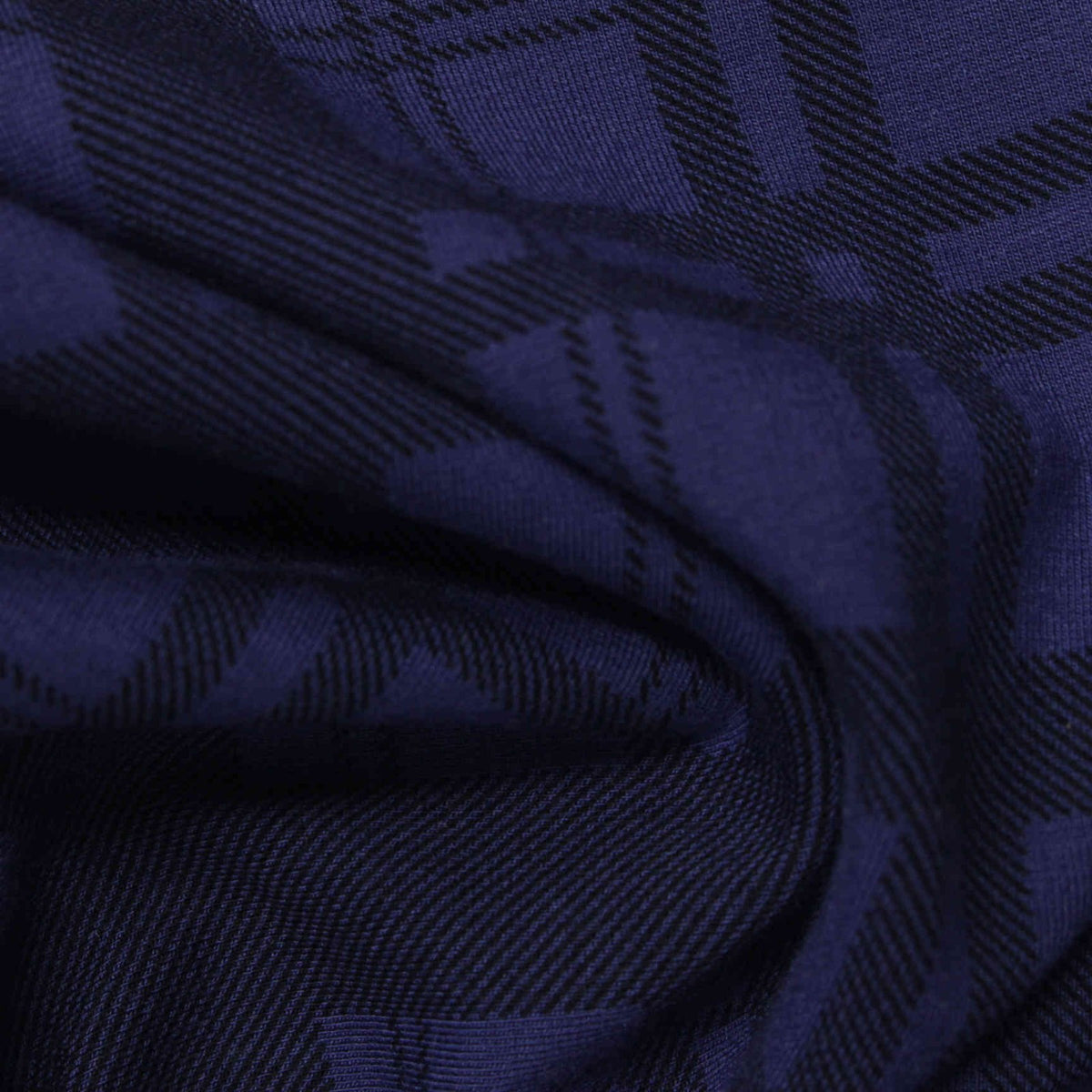 Dark Blue Plaid Ponte Knit, Viscose