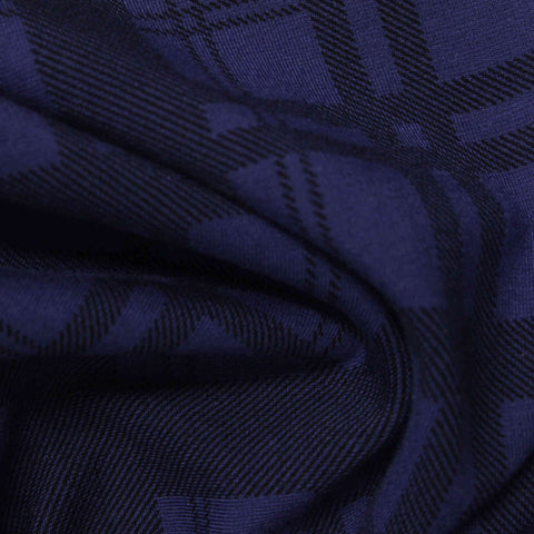 Dark Blue Plaid Ponte Knit, Viscose