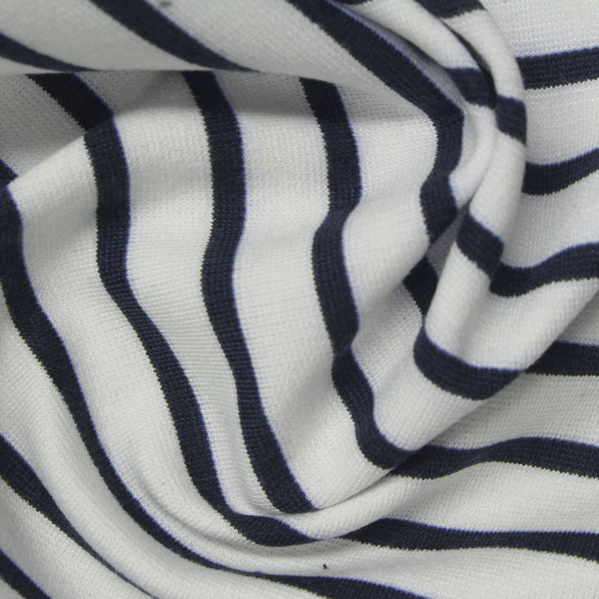 Navy Horizontal-Stripe Ponte Knit, Viscose-Poly, 300 gsm