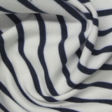 Navy Horizontal-Stripe Ponte Knit, Viscose-Poly