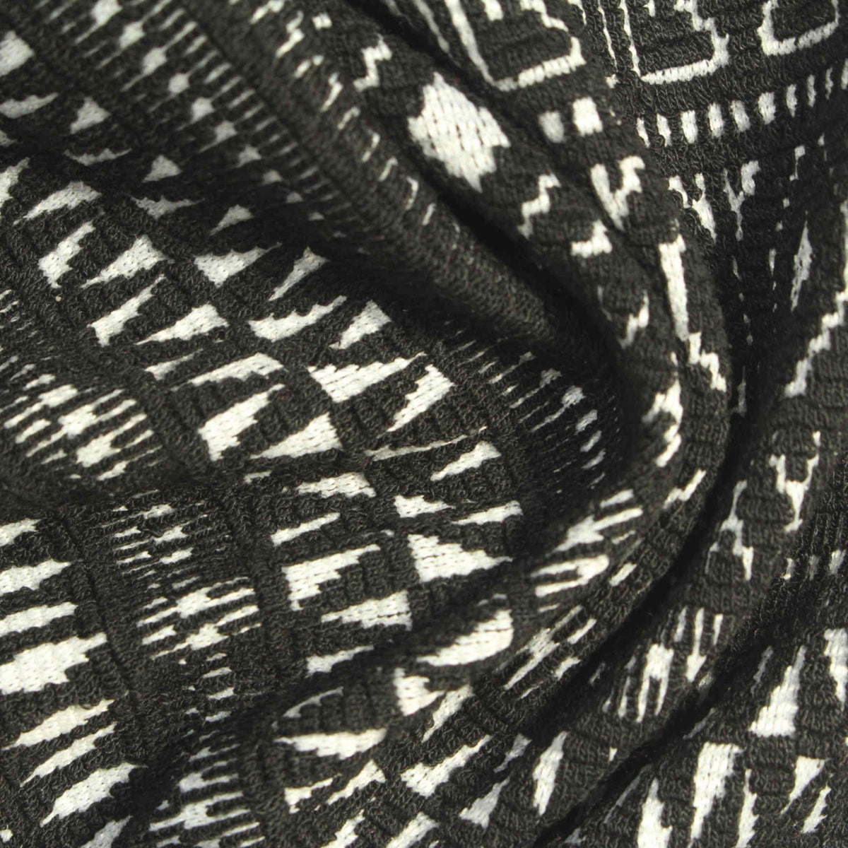 Black Geometric Jacquard, Viscose-Poly, 306 gsm