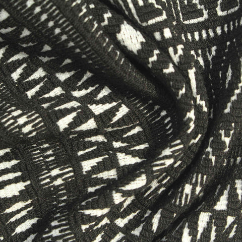 Black Geometric Jacquard, Viscose-Poly, 306 gsm