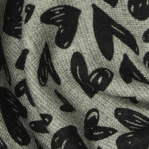 Black Hearts Ponte Knit, Poly-Viscose, 270 gsm, 160 cm, ref EF-241731