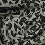 Black Hearts Ponte Knit, Poly-Viscose