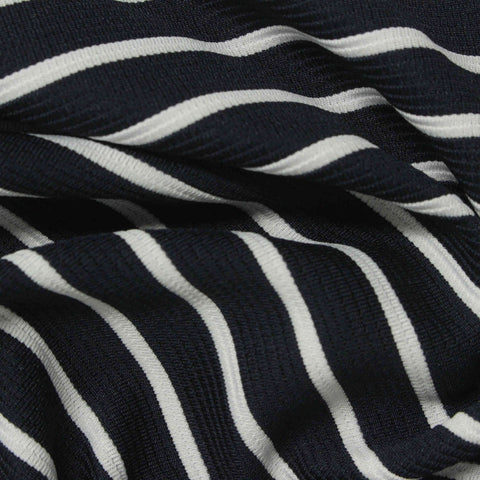 Navy Stripes Knit, Polyester, 230 gsm