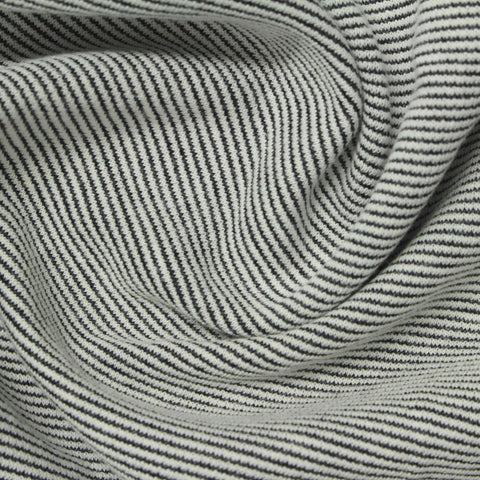 Black Horizontal-Stripe Knit, Cotton-Poly, 285 gsm
