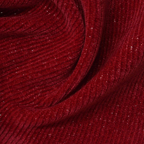 Polyester Metallic Stretch Chenille Fabric, 363 gsm, 152 cm — Red